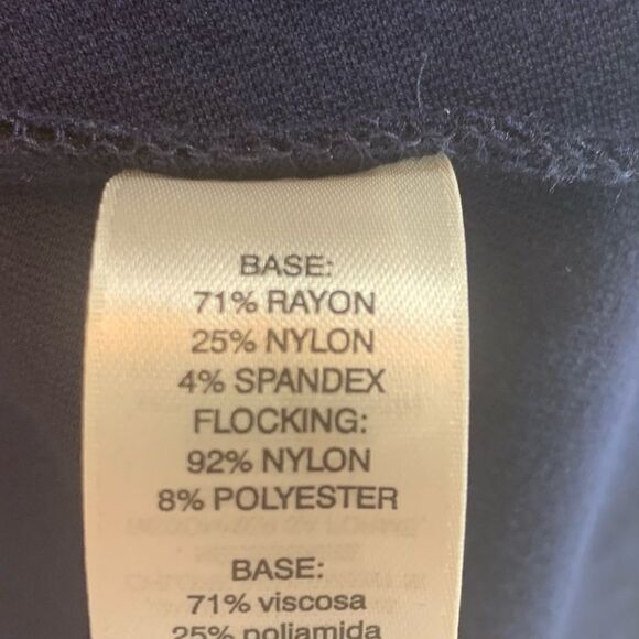 Chico's Navy Flocked Mock-Neck Sheath Dress - Picture 11 of 12